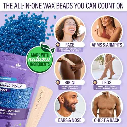 Tress Wellness Waxing Kit for Sensitive Skin, Safe for Face & Skin, Prep & Aftercare Spray, Easy to Use, At-Home Kit for Face, Bikini, Brazilian & Full Body - Digital Display, Black Purple Flower