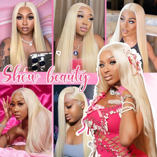 20 Inch Blonde Wig Human Hair 13x6 HD Transparent Lace Front Wig Human Hair 613 Straight Wig Human Hair 613 HD Lace Frontal Wigs 200 Density Glueless Wigs Pre Plucked with Baby Hair