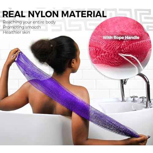 African Net Sponge Authentic - 2 Pieces Loofah Exfoliating Body Scrubber Bath Sponge - Back Scrubber Washcloth for Shower - Real African Scrub Exfoliator Body Care Bathing Accessories for Women