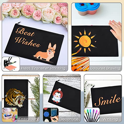 ZeeDix Canvas Pouch- Multi-purpose Cosmetic Bag with Zipper, DIY Craft Canvas Zipper Pouch Blank Makeup Bags Bulk Travel Toiletry Bag for Storage (8.3 x 5 inches)