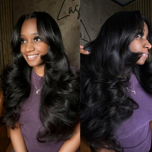 13x6 Body Wave Lace Front Wigs Human Hair Pre Plucked 180 Density HD Transparent Lace Frontal Wigs Human Hair for Women Glueless Wigs Human Hair with Baby Hair 26Inch