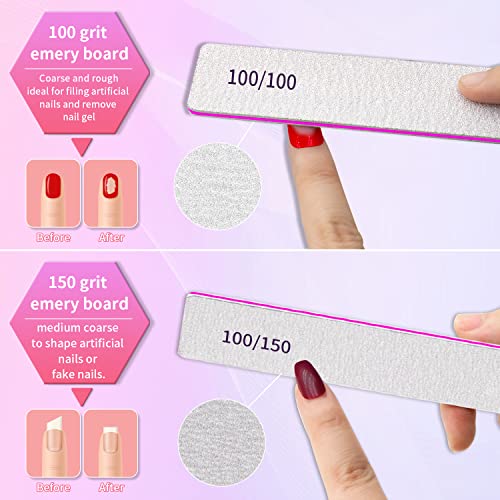 Professional 60/60 Grit Files for Gel and Acrylic Nails - Double Sided Washable Coarse Manicure Tool for Salon