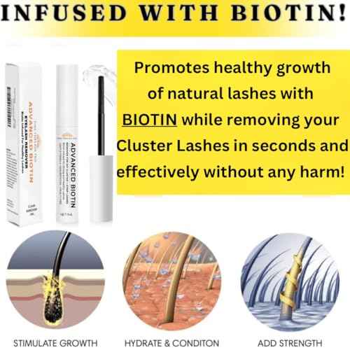 Lash Remover 2 in 1 BIOTIN Cluster Lashes Remover for Lash Extensions at Home Lash Clusters DIY Eyelash Extension Remover DIY Lash Extension Remover Adhesive