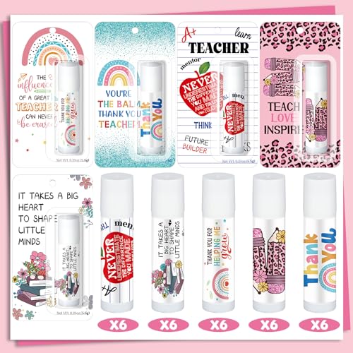 5 Pack Christmas Teacher Appreciation Gifts Bulk Lip Balms Employee Staff Appreciation Teacher Team Thank You Gift Bulk Fall Halloween Thanksgiving Party Favor Basket Stuffers for Women Men (Classic)