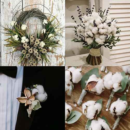 25 Pcs White Cotton Bolls Balls Decor, Dried Cotton Balls for Wreath Decorative, Home, Wedding Decor Balls