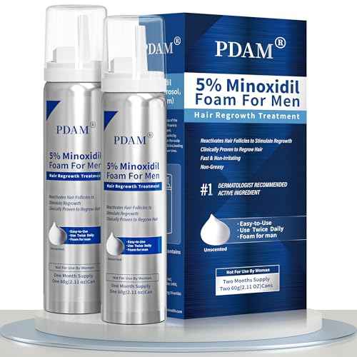 5% Minoxidil for Men Foam Hair Growth - Minoxidil Foam Hair Regrowth Treatment for Men, Topical Hair Loss Treatments, Extra Strength Thicker & Fuller Hair, 2 x 2.11 oz for 2 Months