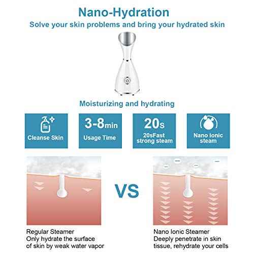 Facial Steamer for Facial Deep Cleaning, Moisturize, Unclog Pores, Face Spa, Nano Ionic Humidifier, Home Facial Warm Mist Face Steamer with Blackhead Removal Kit, Brush, Hair Band