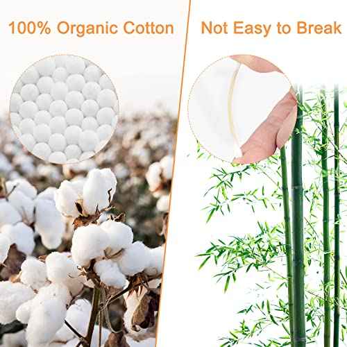 Bamboo Cotton Swabs 1000 Count - Garrelett Natural Organic Cotton Buds For Ear - Ear Sticks with A Storage Box Included - Strong 100% Purely Natural Stick for Makeup, Daily Cleaning, Pet