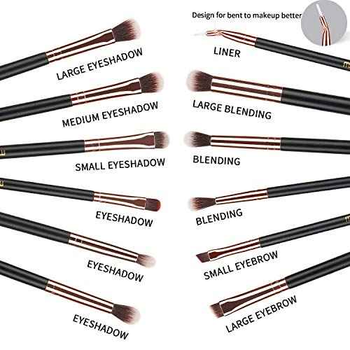 MSQ Eye Makeup Brushes 12pcs Rose Gold Eyeshadow Makeup Brushes Set with Soft Synthetic Hairs & Real Wood Handle for Eyeshadow, Eyebrow, Eyeliner, Blending(without bag)