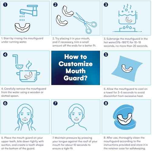 Mouth Guard for Grinding Teeth at Night: Custom Fit Moldable Mouthguards for Clenching and Bruxism Protection - Nighttime Sleeping Guards for Adults with 12 Cleaning Tablets