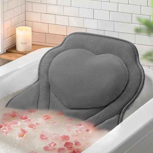 LuxStep Bath Pillow with Breathable Mesh Fabric - Bathtub Pillow for Head, Neck & Shoulder Support- 6 Non-Slip Suction Cups for Secure Fit - Fits Any Bathtub, Bath Accessories Spa Gifts