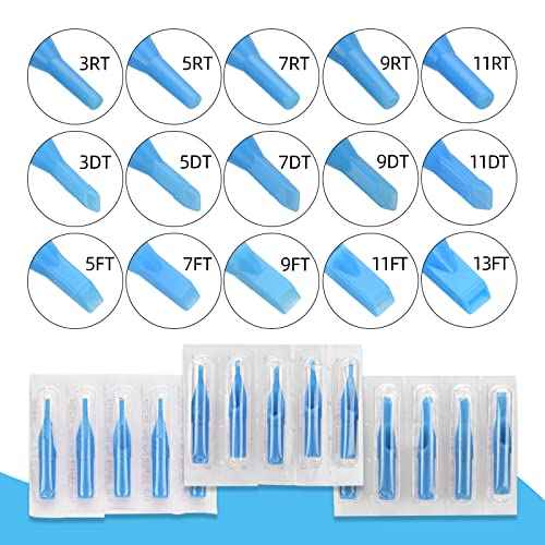 50pcs Disposable Tattoo Needle Tips Set Blue 3DT 5DT 7DT 9DT 11DT Plastic Tattoo Nozzle Tips for Tattooing Supplies (3RT)