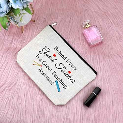 Teaching Assistant Gift Makeup Bag Appreciation Gift for Teacher Thank You Presents for Women Retirement Keepsake for Teacher Graduation Birthday for Her Teachers Day Christmas Travel Cosmetic Pouch