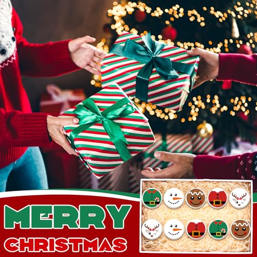 25 Pcs Christmas Peppermint Flavor Lip Balms Gifts Tins Bulk Peppermint Candy Flavor Lip Balms Elf Christmas Party Gifts Favors Stocking Stuffers Bulk for Coworkers Staff Employee(Casual Style)