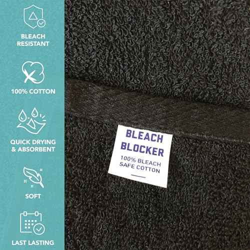 Arkwright Bleach Proof Salon Towels - Pack of 12 - Highly Absorbent, 100% Cotton, Quick Dry Spa Face Towel for Hair Stylist, Barber, Pedicure, and Esthetician, 16 x 27 in, Black