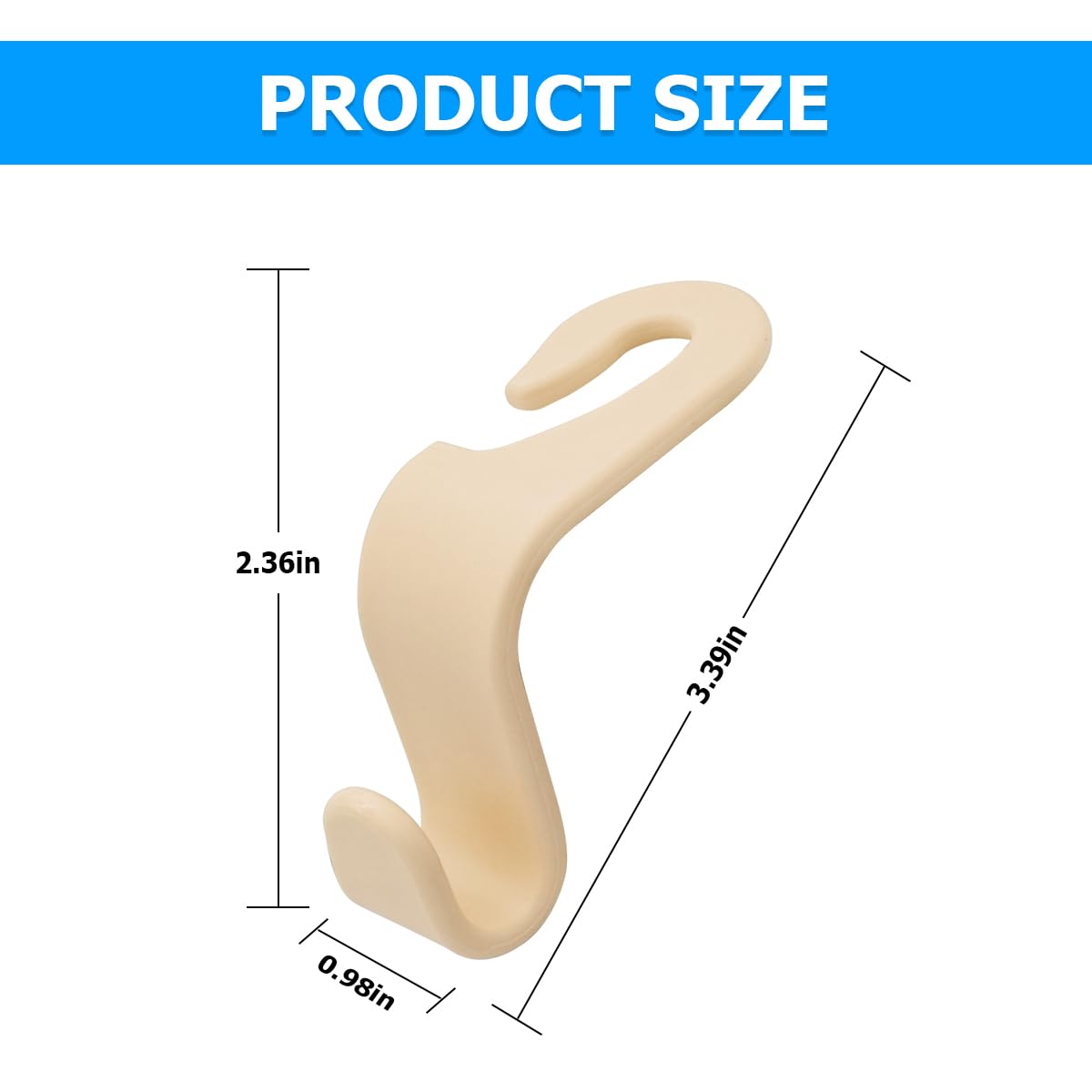 4PCS Car Seat Headrest Hooks, Auto Back Seat Hanger Holder, Durable Stylish Vehicle Organizer Universal Car Interior Accessories, Storage Hooks for Purses, Bags, Clothes, Coats, Hats (Beige/4PCS)