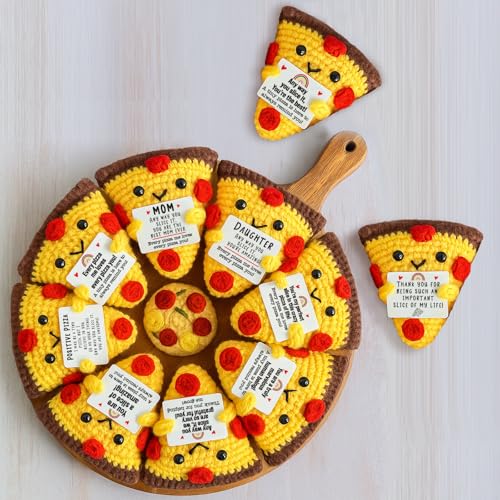 Romantic Gift For Couple Boyfriend Girlfriend Cute Handmade Crochet Pizza For Anniversary Valentine¡¯s Day Love Gifts For Husband Wife Partner Small Birthday Gift Idea for Couples Pizza Decor