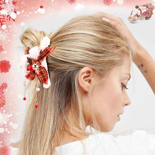 3Pcs Christmas Hair Claw Clips for Women Girls, Holiday Fluffy Claw Clips for Christmas Hair Accessories Outfit Gifts