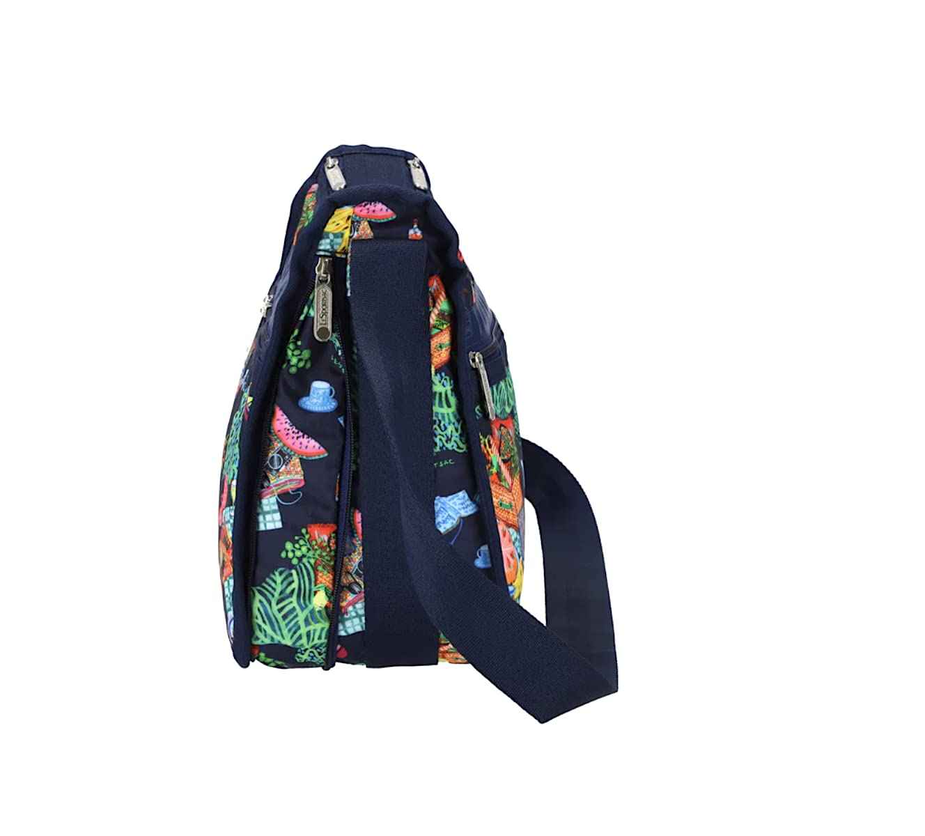 LeSportsac Painted Picnic Deluxe Everyday Crossbody Bag + Cosmetic Bag, Style 7507/Color E539, Endless Summer Fun, Vibrant Colorful Picnic, Sunkissed Fruits, Sweet Treats, Relaxing Alfresco