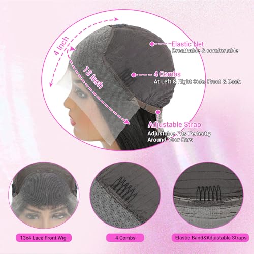 Eediere Straight Lace Front Wigs Human Hair 200 Density 13x4 Lace Front Wigs Glueless Wigs for Women 22 Inch