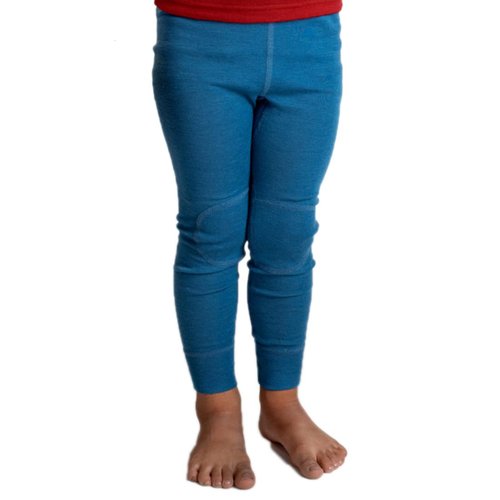 Hocosa Big Kids Organic Wool Long-Underwear Pants (164/14 yr, Solid Blue)