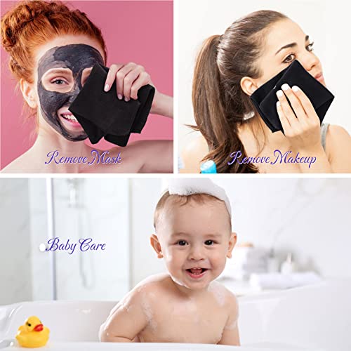 Macarrie 48 Pcs Makeup Towels Gifts Bulk for Women Christmas Teacher Employee 12 x 12 Inch Make up Cloth Microfiber Wash Cloth Reusable Remover Face Skin Cleaning Soft Absorbent Spa Facial(Black)