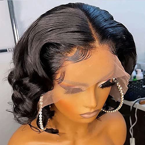 ten chopsticks Wigs Short Wig Human Hair 13x4 Lace Front Human Hair Wigs For Black Women HD Transparent Loose Deep Wave Short Bob Wig Brazilian Bob Human Hair Wig 150 Density 10inch