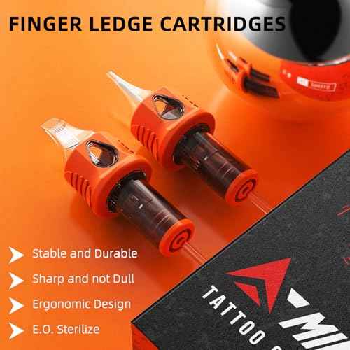 A-minusone 20Pcs 1215RM Tattoo Cartridge Needles Pro Finger Ledge Cartridges Standard #12 Curved Magnum Disposable Tattoo Needle Cartridge with Membrane for Tattoo Artists