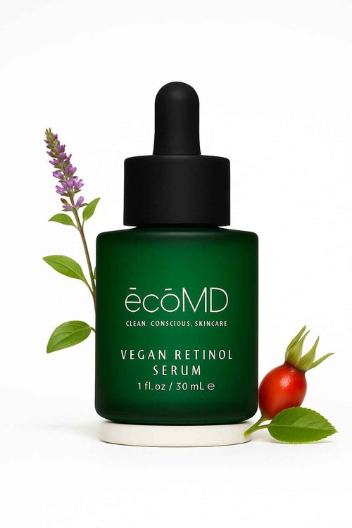 EcoMD Vegan Retinol Serum, 1 fl oz, Gentle Anti-Aging Face Serum with Bakuchiol for Sensitive Skin, Natural Botanical Formula