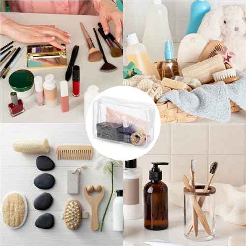 Tbestmax 10 Pcs Clear Cosmetic Bags Small Makeup Bags Portable Waterproof Travel Toiletry Bags Organizer White, 7.5"x 4.8"x 2.3"