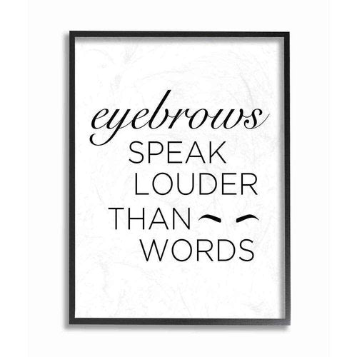 Stupell Industries Eyebrows Fashion Modern White Word Design Black Framed Wall Art, 24 x 30, Multi-Color