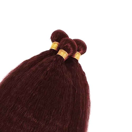 #99J Burgundy Bundles Human Hair Yaki Straight Bundles 34 34 34 Inch Wine Red Kinky Straight Bundle Human Hair Extensions Unproceesed Virgin Hair 50 Gram Per Bundle 3 Bundle