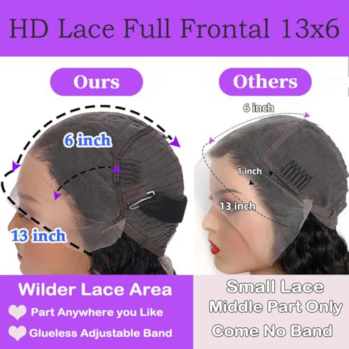 13x6 Body Wave Lace Front Wigs Human Hair 200% Density HD Lace Front Wigs Human Hair Pre Plucked Natural Color Glueless Wig 100% Virgin Lace Front Wigs for Women(24inch)
