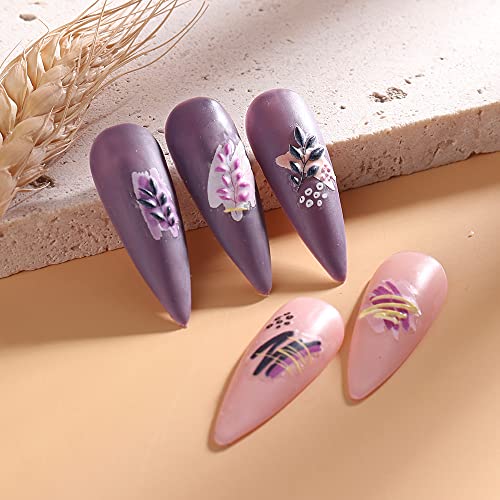 5D Leaf Flowers Nail Stickers For Nail Art Decor,Embossed Daisy Floral Nail Decals 3D Self-Adhesive Nail Supplies Leaves Rabbit Charms Spring Flower Stickers For Women Acrylic Nails Decorations,5sheet