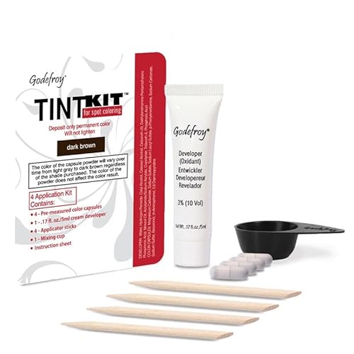 Godefroy Hair Color Kit for Spot Coloring, Covers Up Gray Hairs, Dark Brown, 4-Application Kit, Pack of 1