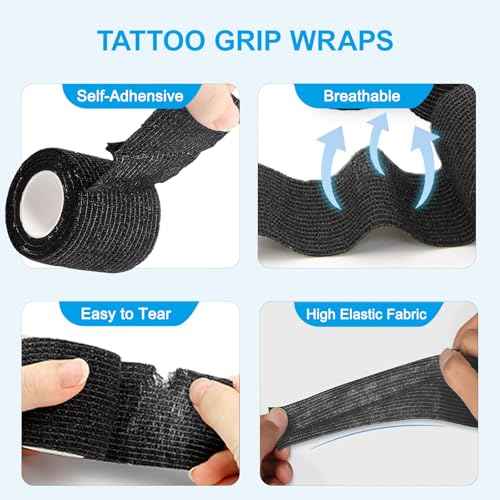 224pcs Tattoo Practice Kit - Include 200pcs Large Tattoo Machine Pen Covers 4pcs Tattoos Grip Wraps 5pcs 3mm Tattoos Skins 10pcs Transfer Paper and 5 Pairs of Gloves for Tattooing Beginner Supplies