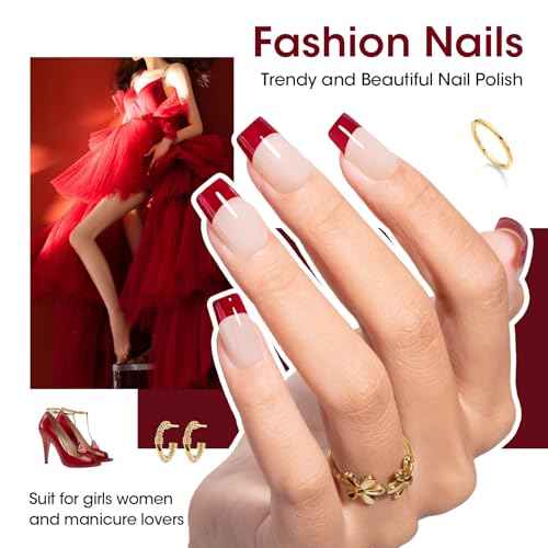 GELLEN Dark Red Nail Polish Set, Deep Burgundy Wine Cherry Blood Red 6 Colors, Fall Winter Quick Air Dry Regular Nail Polish for Women Gifts DIY Art Nails Home Salon, Not UV Gel, Hema Free, Non-toxic