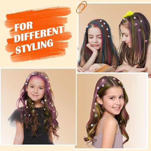 Hair Gem Stamper Kit with Reusable Bling Jewels & Washable Chalk - Girls Hair Styling Toys, Creative DIY Accessories, Birthday Gifts for Ages 5-12 (Light Hair Friendly)