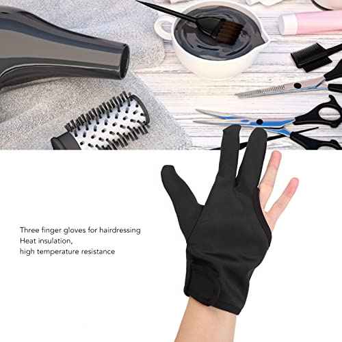 LIZEALUCKY 2pcs Barber Glove Gloves Finger Cover, Three Fingers Gloves Insulated Gloves, Barber Straightening Splint Styling Heat Protector Glove for Barbe