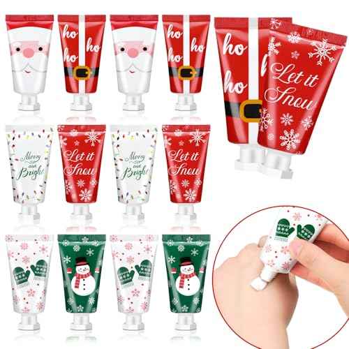 12 Pieces Christmas Hand Cream Gift Set Mini Travel Size Lotion Bulk Beauty Advent Calendar 2025 Holiday Stocking Stuffers for Women Mom Cowrkers Dry Cracked Hands, 30 ml, 6 Natural Plant Fragrances