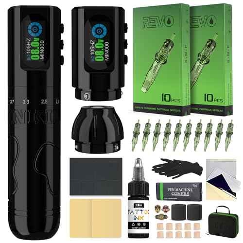 INKin Tattoo Gun Kit for Beginners Complete Set, InkFlexo Wireless Tattoo Machine with 6 Adjustable Stroke and 2Pcs 1600mAh Batteries, Tattoo Kit with Revo Tattoo Needles and Ink for Professional Use