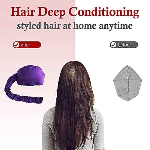 Hair Dryer Bonnet - Upgraded Bonnet Hair Dryer with Longer Extended Hose for Easy Styling, Curling and Deep Conditioning, Purple, One Size Fits All