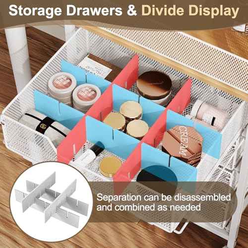 Makeup Cart Organizer with 4 Drawers, Large Floor Skincare Organizers, Vanity Storage Organizer Cosmetics Display Cases for Skin Care Perfume Nail Polish, White (Patent Pending)