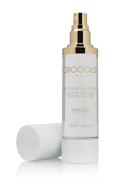 Orogold White Gold 24K Purifying Facial Toner, Face Toner with Gold, Aloe Vera and Chamomile, 100 Mililiter / 3.38 Fl.Oz.