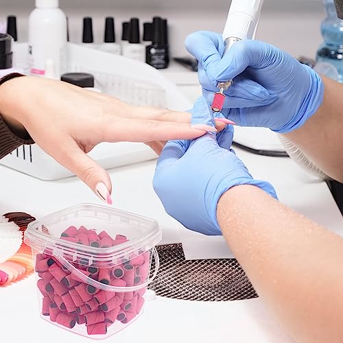 Rolybag Sanding Bands for Nail Drill 240 Grit Extreme Fine Nail Sanding Bands 200Pcs Pink Professional Sanding Bands and 2Pcs Nail Drill Bits for Manicures and Pedicure