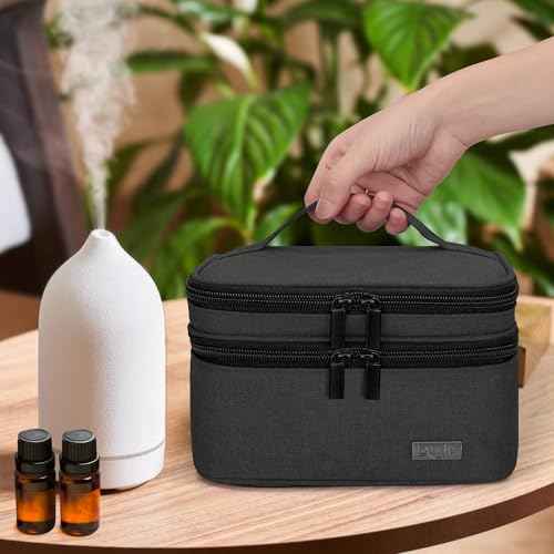 LUXJA Essential Oil Carrying Case - Holds 30 Bottles (5ml-30ml, Also Fits for Roller Bottles), Double-Layer Organizer for Essential Oil and Accessories, Black (Bag Only)