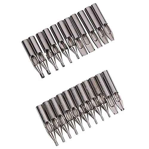 Tattoo Stainless Steel Tip Kits-22pcs Tatto Tips Set Round Diamond Magnum DT RT FT Stainless Steel Tube Assorted for Tattoo Machine Gun Ink Grip Needles Supplies