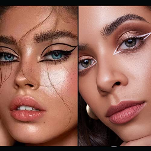 2PCS Waterproof Liquid Eyeliner, White and Black Eyeliner Set, Quick Drying Long-lasting Eye Liner for Makeup, Cruelty-Free Eyeliner Liquid Set Smudge Proof Easy To Use