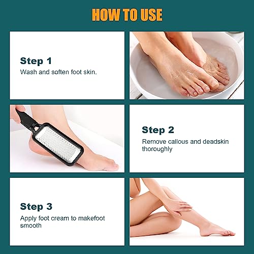 Foot Rasp Foot File, 2 Pcs Stainless Steel Pedicure Callus Remover for Feet, Professional Foot Care Tools for Pedicure to Removes Hard Skin Corns for Dry and Wet Feet