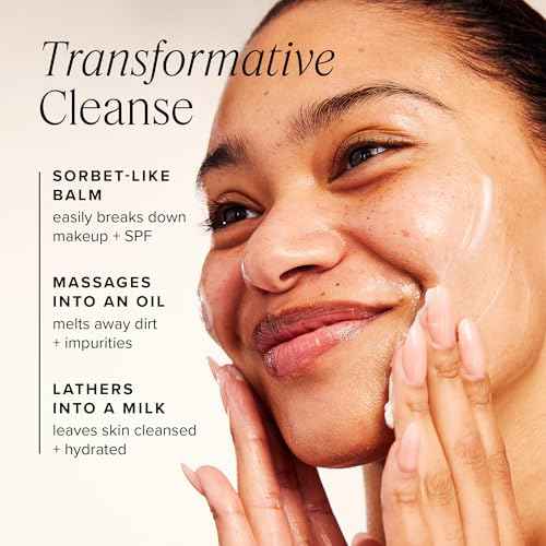 Farmacy Makeup Remover Cleansing Balm - Green Clean Waterproof Makeup Remover + Oil Based Cleanser - Gentle Exfoliating Double Cleanser - Melts From Balm to Milky Lather (50ml)